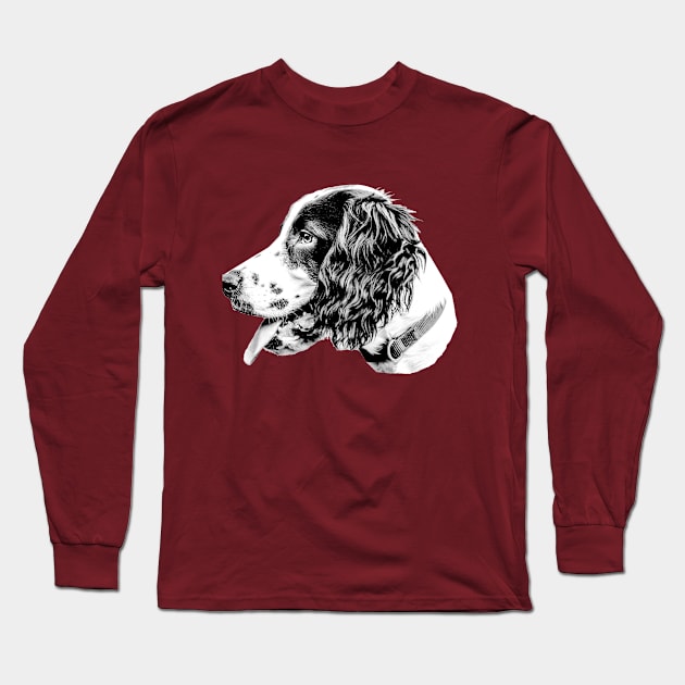 Black and white spaniel Long Sleeve T-Shirt by dalyndigaital2@gmail.com